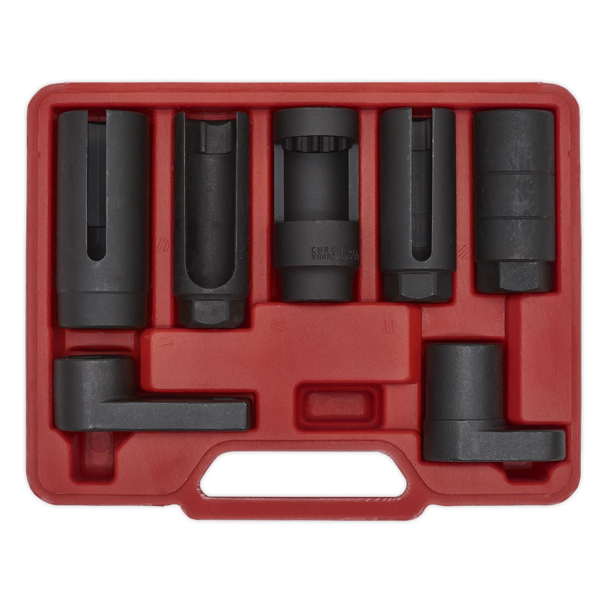 Oxygen Sensor Socket Set 7pc 3/8" & 1/2"D For Titania Zirconia Sealey SX032
