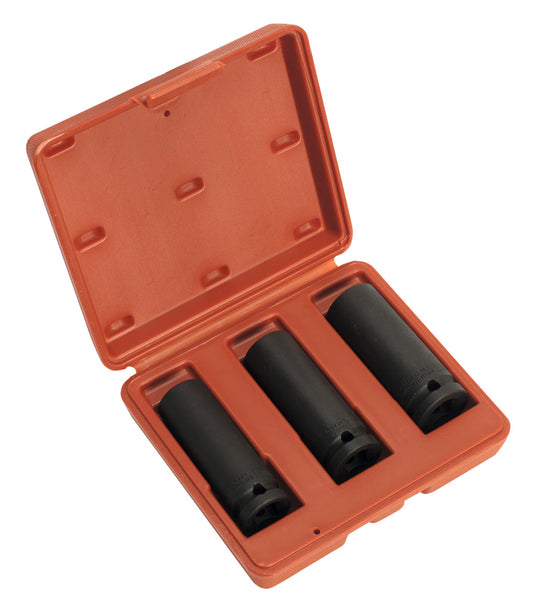 Sealey Metric Deep Impact Socket Set 3pc 17 19 21mm 1/2"Sq Boxed Drive SX043