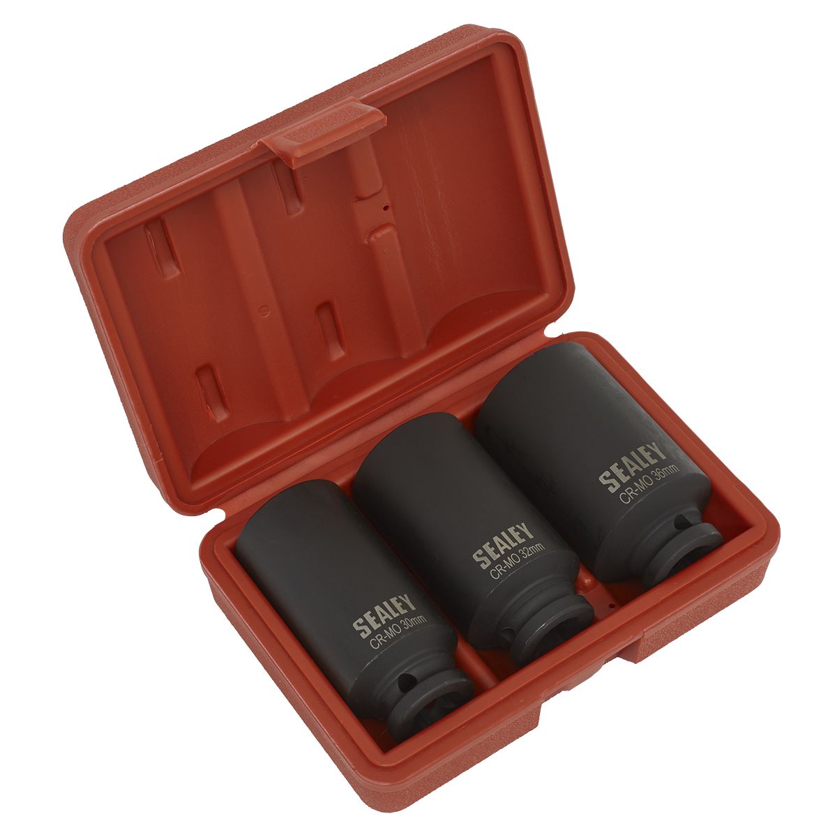 Sealey Metric Deep Impact Hub Nut Socket Set 3pc 12-Point 1/2"Sq Drive SX051