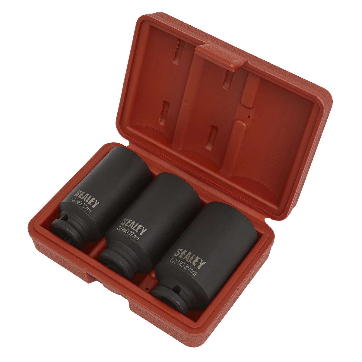Sealey Metric Deep Impact Hub Nut Socket Set 3pc 12-Point 1/2"Sq Drive SX051