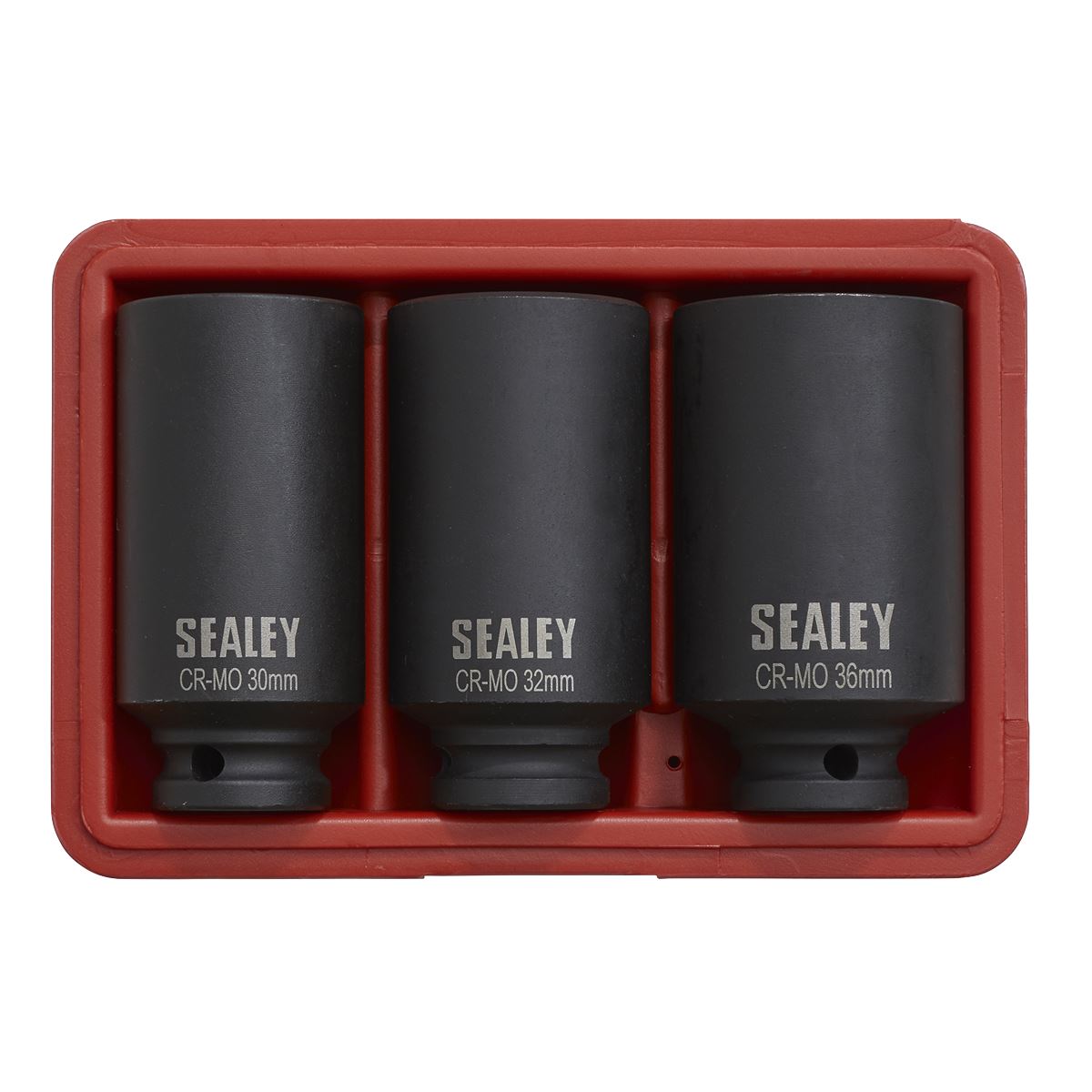 Sealey Metric Deep Impact Hub Nut Socket Set 3pc 12-Point 1/2"Sq Drive SX051