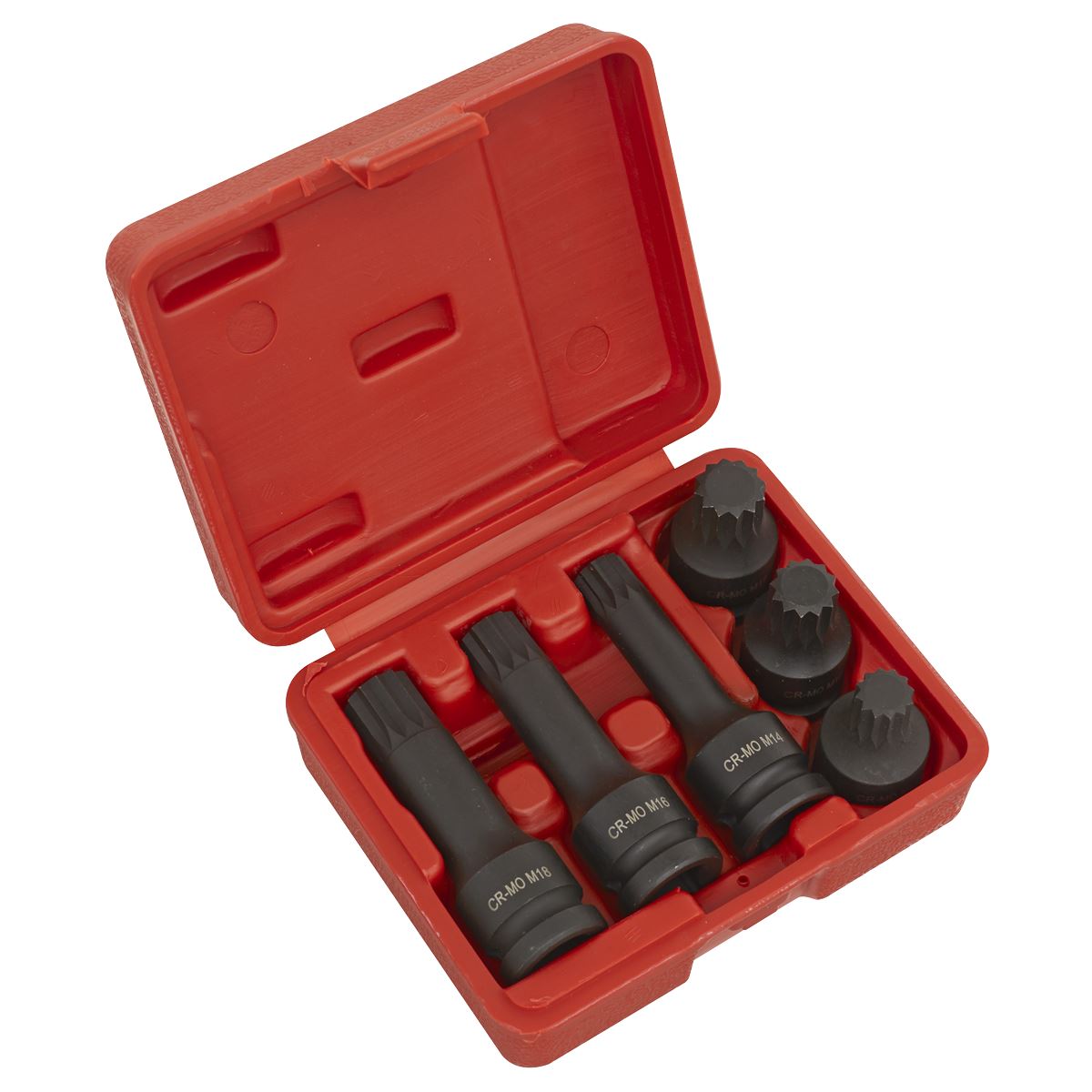 Sealey Vag Impact Spline Socket Bit Set 6pc 1/2"Sq Drive Hubs Suspension SX052