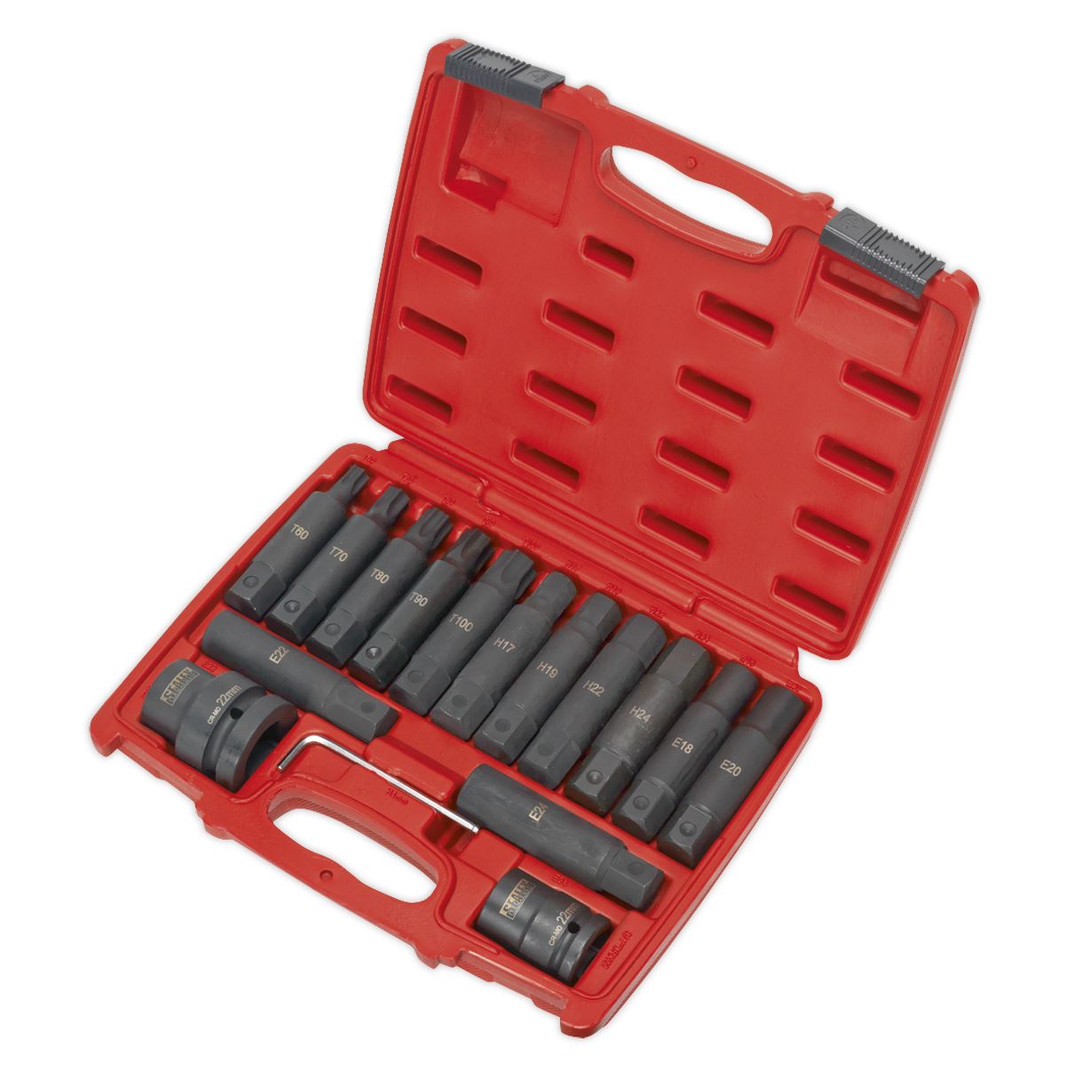 Sealey Impact Hex, TRX-Star* & TRX-Star* Female Socket Bit Set 16pc 3/4" & 1"Sq Drive SX098