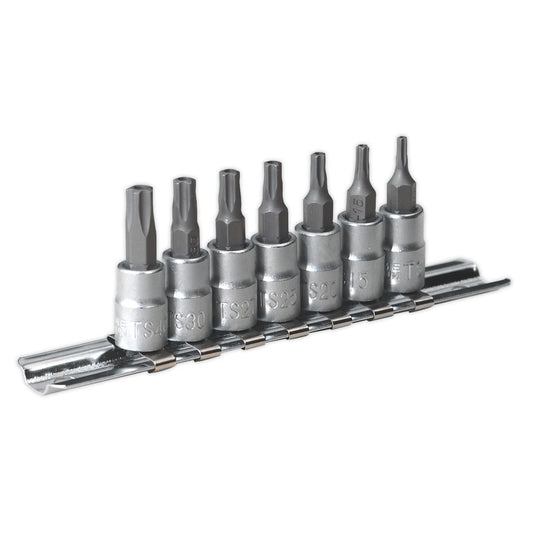 Sealey TRX-TS* Security Socket Bit Set 7pc 1/4"Sq Drive SX106