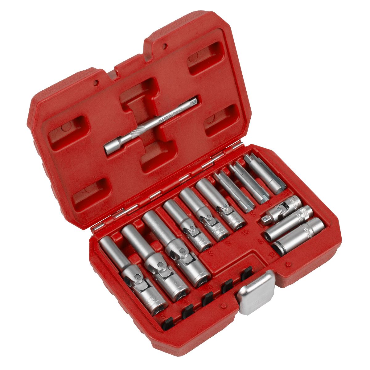 Sealey Universal Glow Plug Socket Set 18pc 1/4"Sq & 3/8"D U/j & Window SX4031