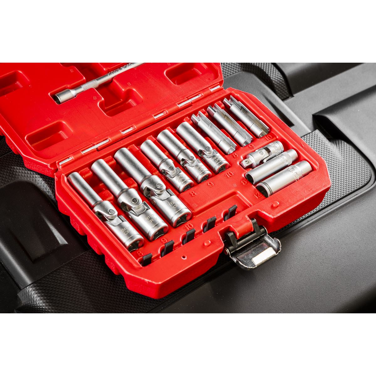 Sealey Universal Glow Plug Socket Set 18pc 1/4"Sq & 3/8"D U/j & Window SX4031