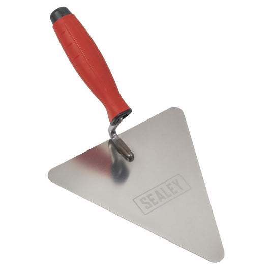 Sealey Stainless Steel Triangular Brick Trowel Rubber Handle 180mm T1205
