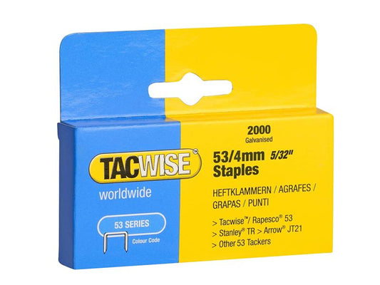 Tacwise 53 Light Duty Staples 4mm Type JT21 A Pack 2000 TAC0333