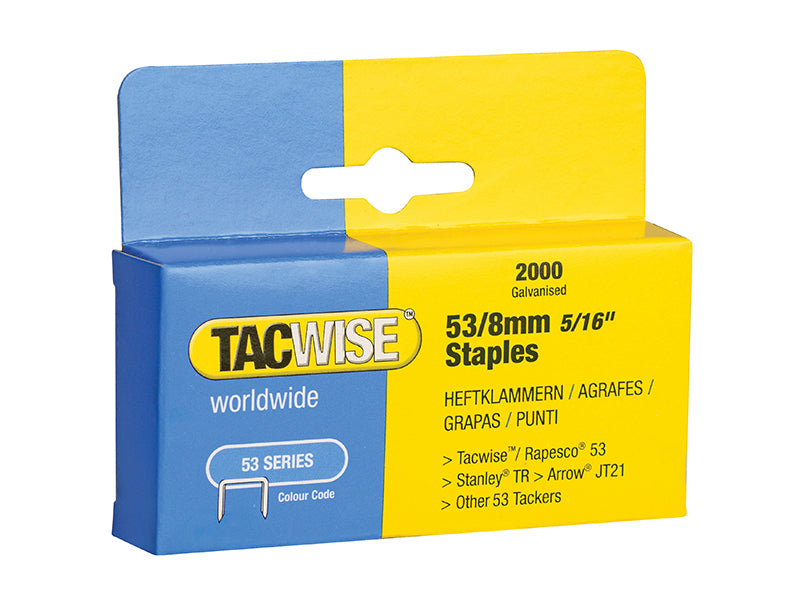 Tacwise 53 Light-Duty Staples 8mm (Type JT21 A) (Pack 2000) TAC0335