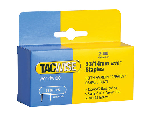Tacwise 53 Light-Duty Staples 14mm (Type JT21 A) (Pack 2000) TAC0338