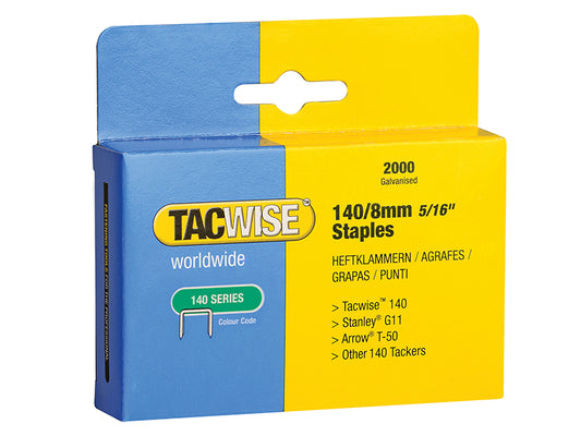 Tacwise 140 Heavy-Duty Staples 8mm (Type T50 G) (Pack 2000) TAC0346