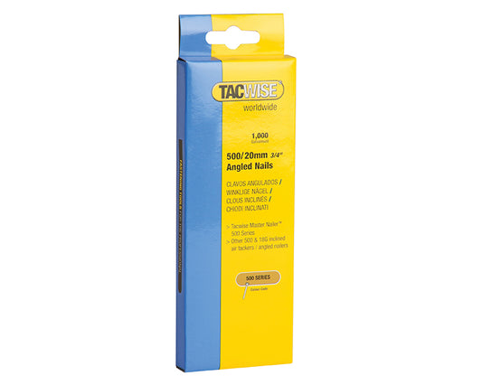 Tacwise 500 18 Gauge 20mm Angled Galvanised Nails (Pack 1000) TAC0479