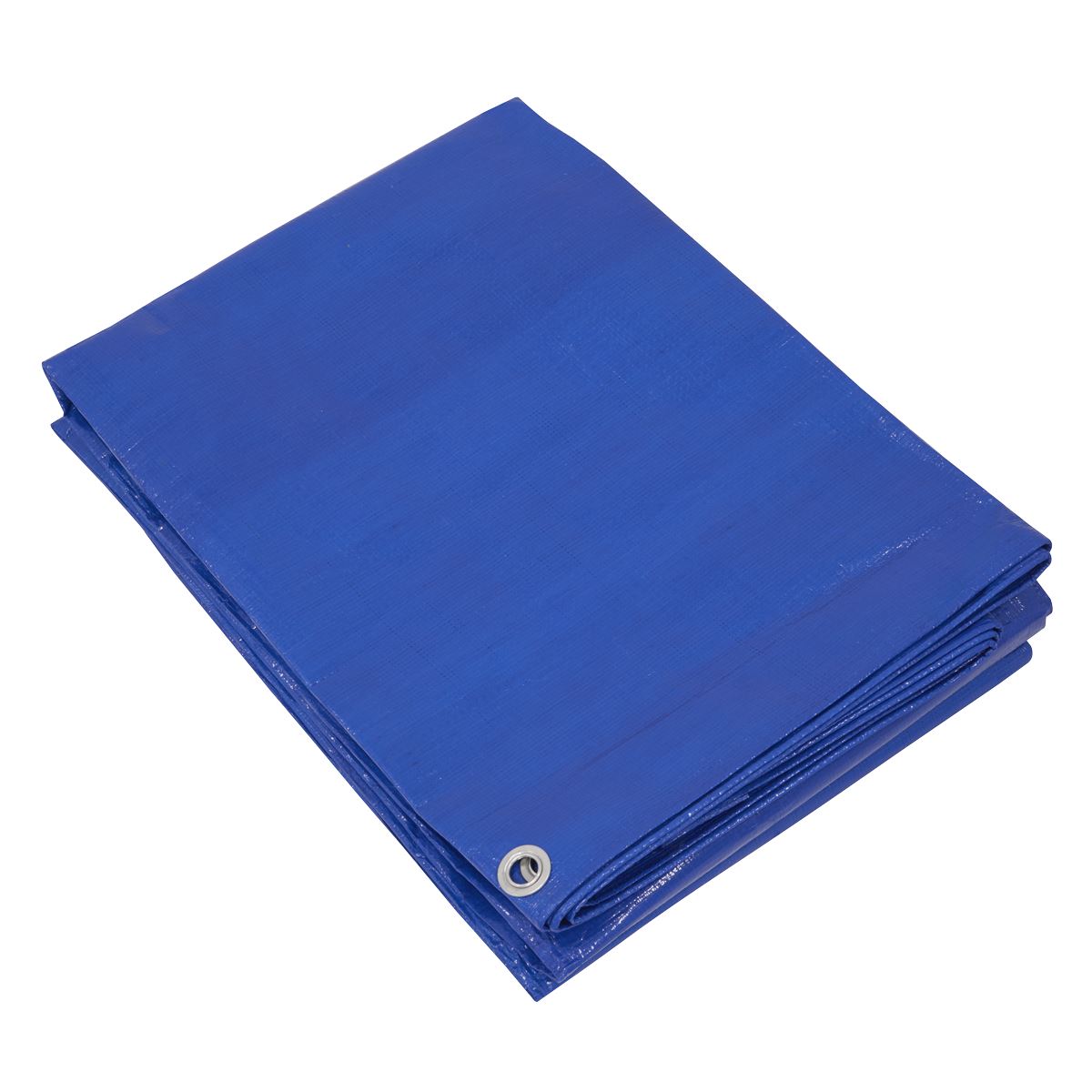 Sealey Lightweight PE Tarpaulin 3.66 x 4.88m Blue Aluminium Grommets TARP3040