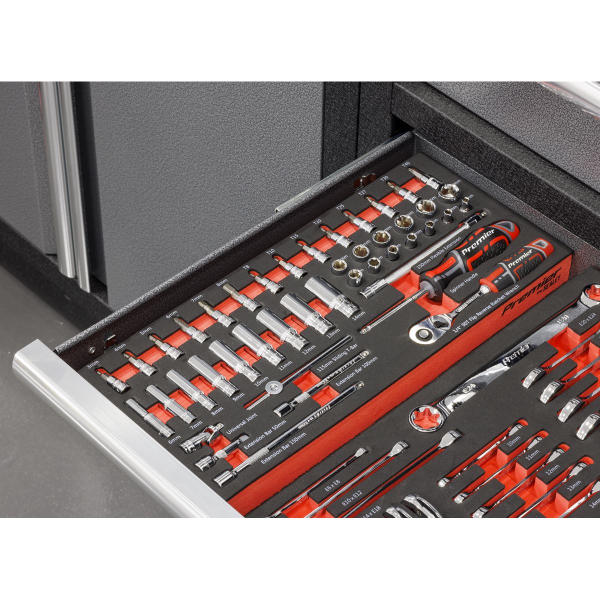 Sealey 1/4"D Metric Deep & Standard Socket Set with Tool Tray Torx & Hex TBT40