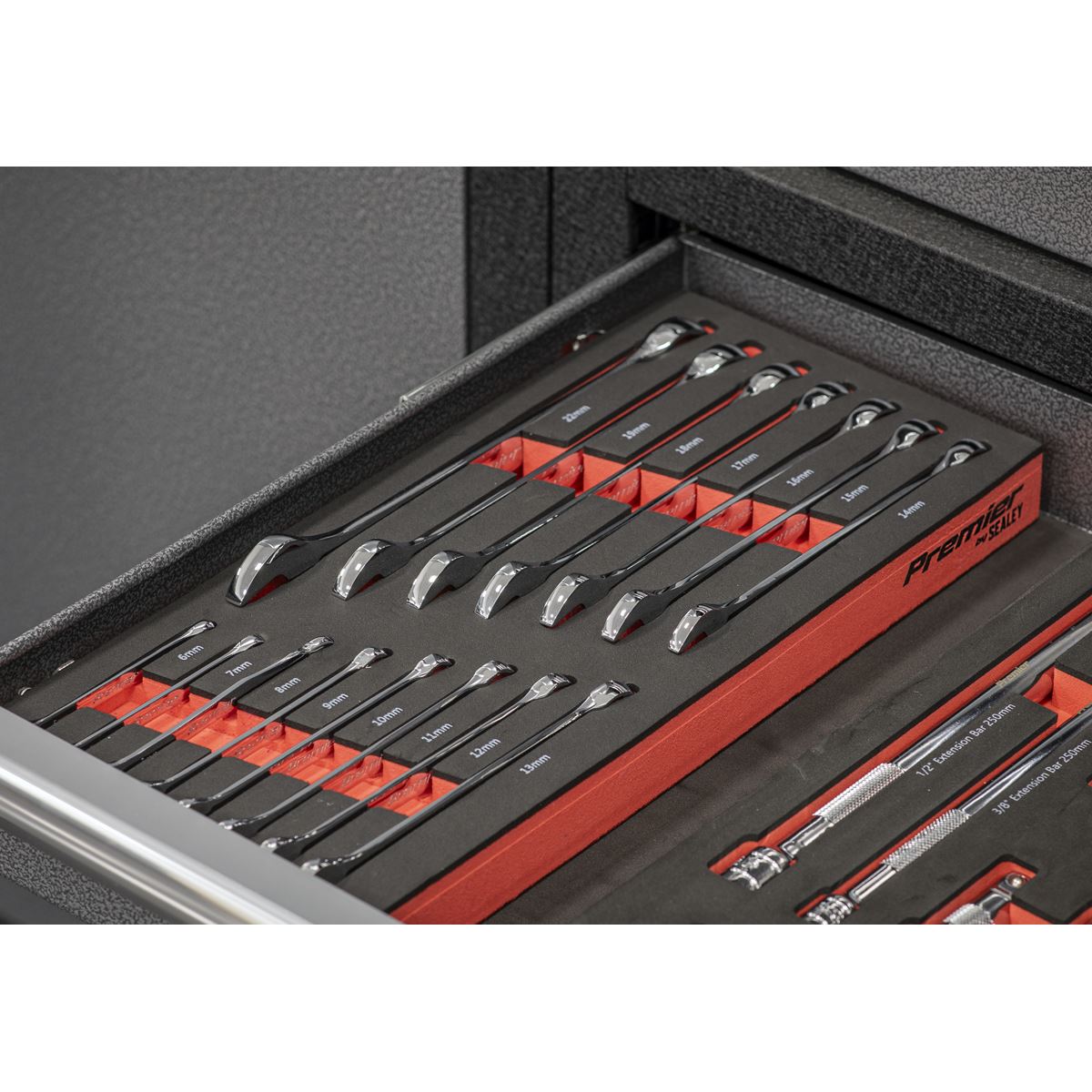 Sealey Metric Combination Spanner Set with Tool Tray 15pc 6 to 22mm TBT48