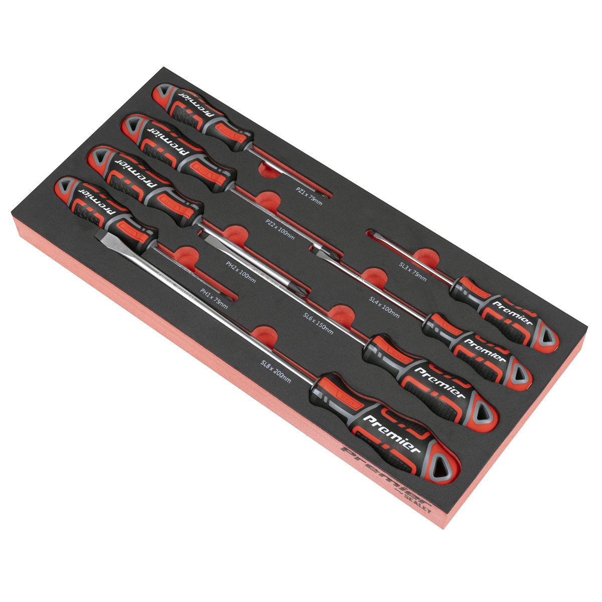Sealey Screwdriver Set with Tool Tray 8pc Pozi Slotted & Phillips TBT53