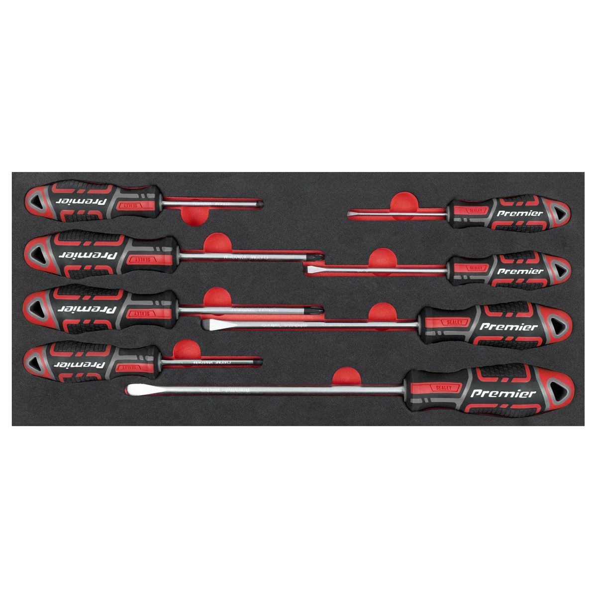 Sealey Screwdriver Set with Tool Tray 8pc Pozi Slotted & Phillips TBT53