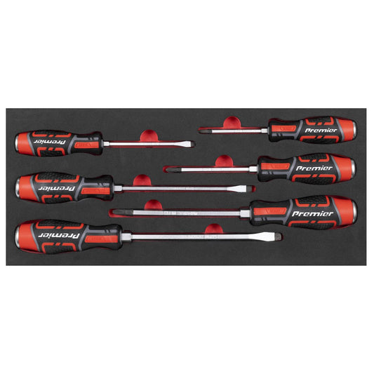 Sealey Hammer Thru Screwdriver Set with Tool Tray 6pc Slotted & Phillips TBT54