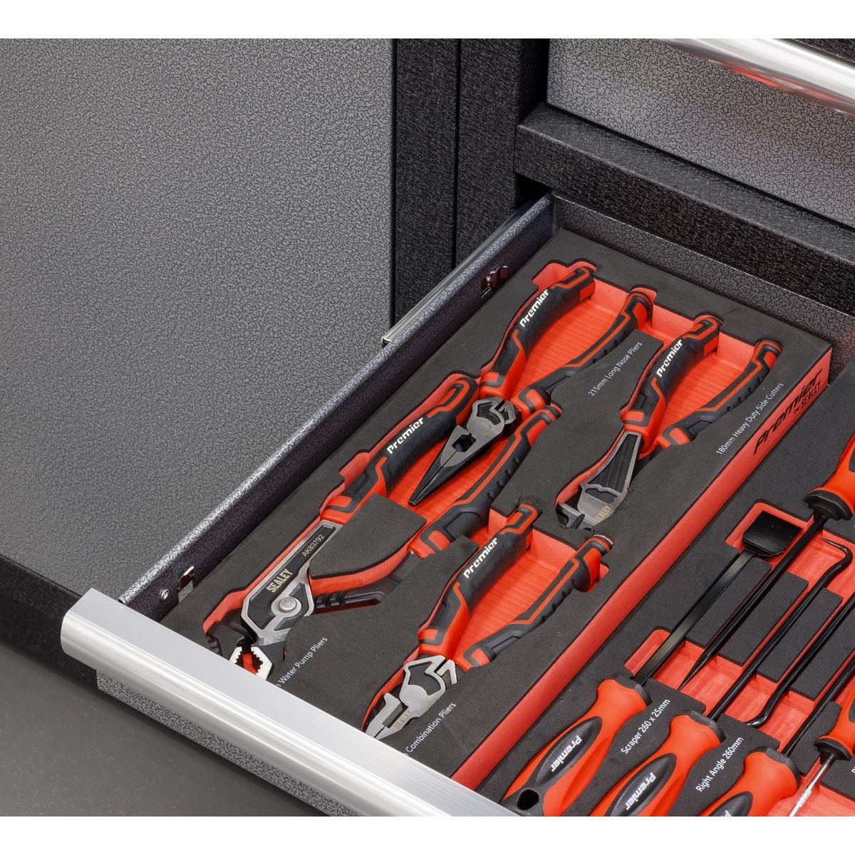 Sealey Pliers Set with Tool Tray 4pc Comination Lond Side Cuts Water Pump TBT56
