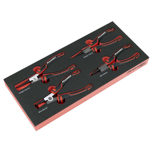 Sealey Circlip Pliers Set with Tool Tray 4pc Straight & Bent Ext & Int TBT57