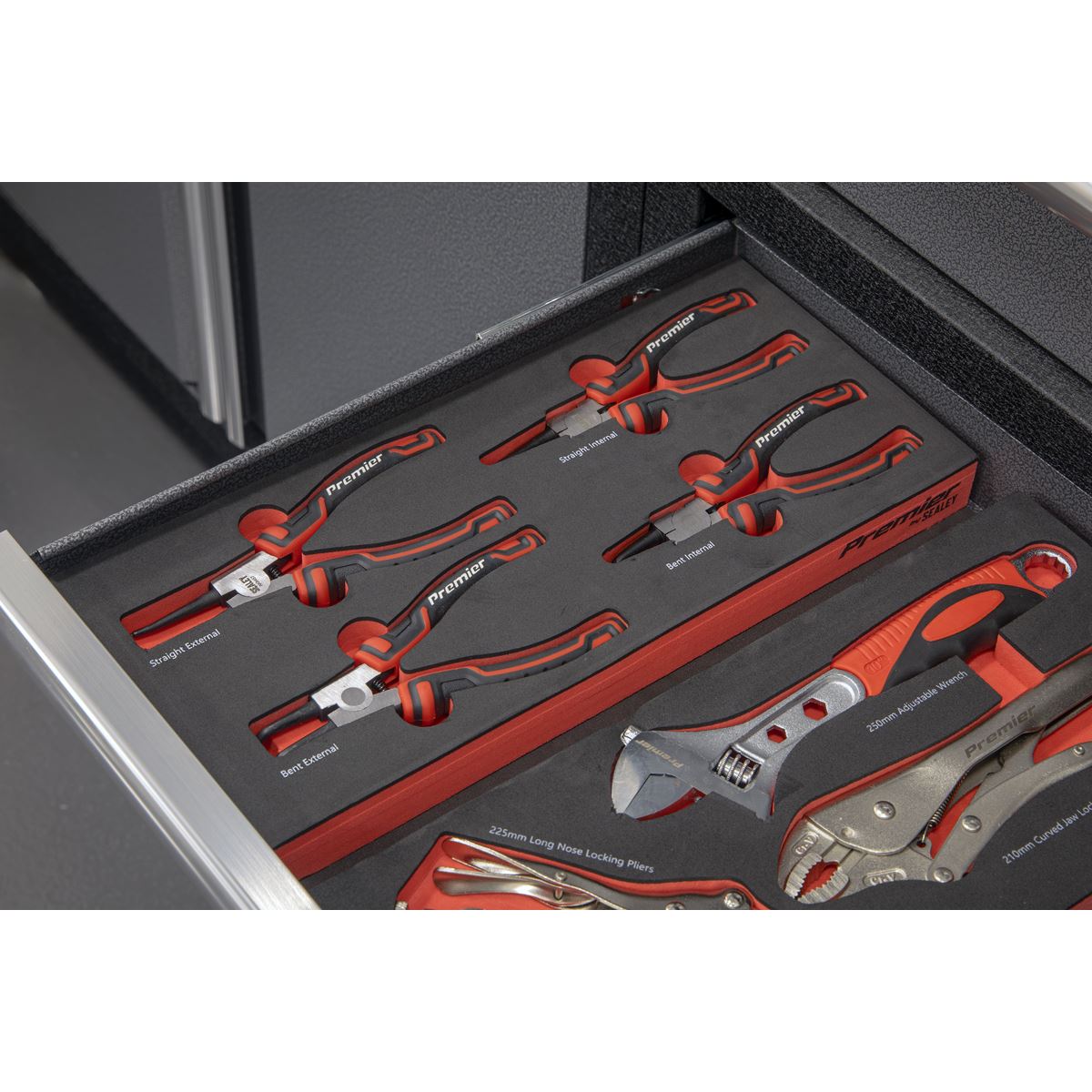 Sealey Circlip Pliers Set with Tool Tray 4pc Straight & Bent Ext & Int TBT57