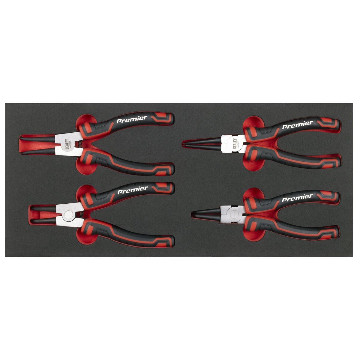 Sealey Circlip Pliers Set with Tool Tray 4pc Straight & Bent Ext & Int TBT57