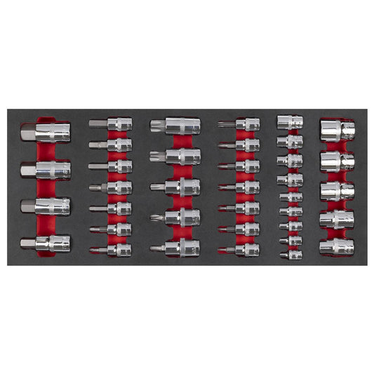 Sealey Socket Bit Set with Tool Tray 37pc Male Female Torx And Hex TBT61