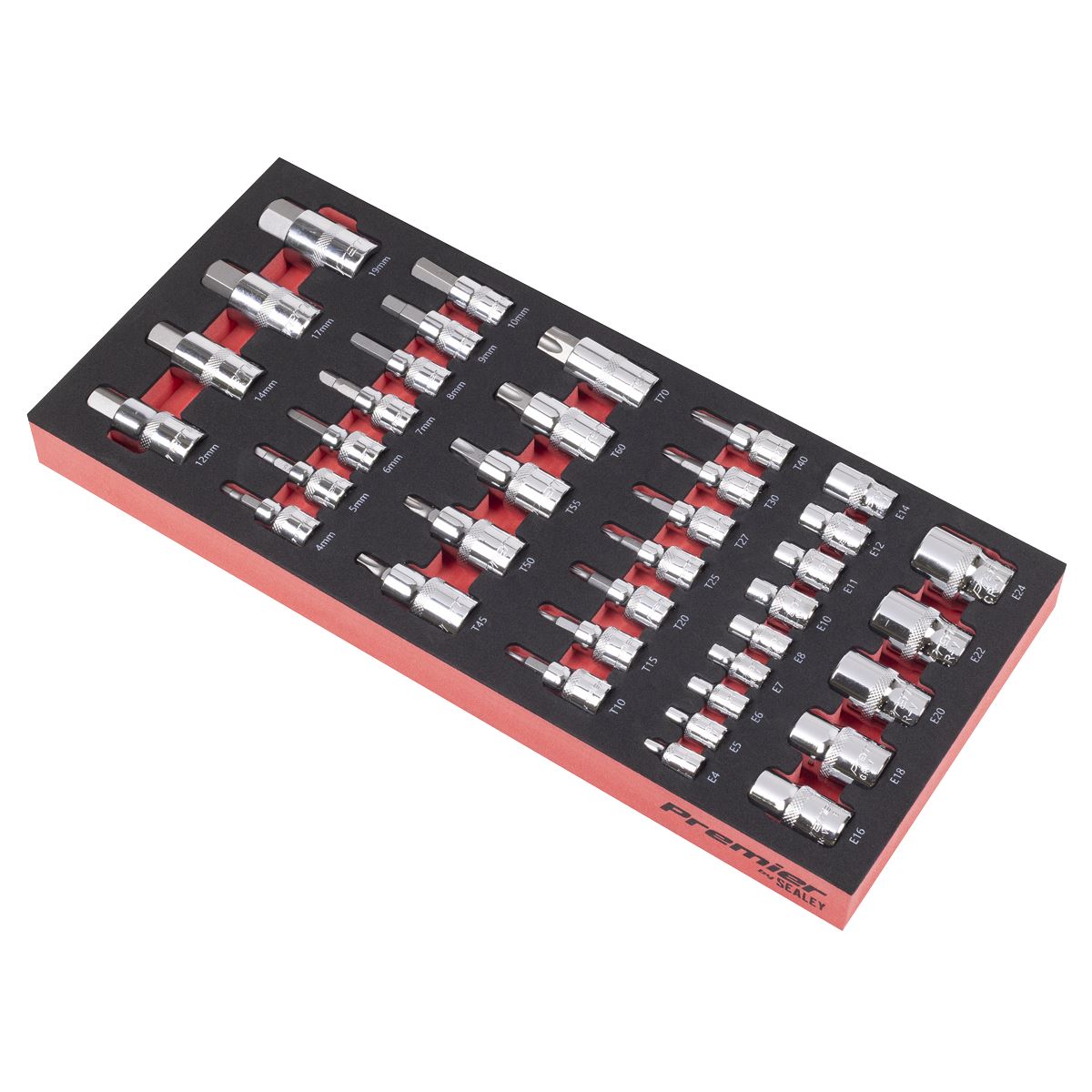 Sealey Socket Bit Set with Tool Tray 37pc Male Female Torx And Hex TBT61