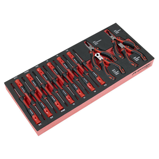 Sealey Precision Screwdriver & Mini Pliers Set with Tool Tray 17pc TBT67