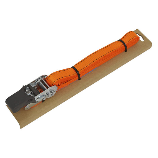 Sealey Ratchet Tie Down 25mm x 5m Polyester Webbing with Corner Protector 600kg Breaking Strength TD0635E