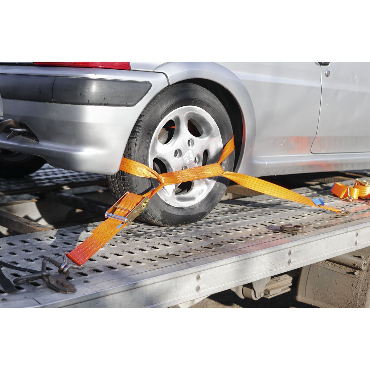 Sealey Car Transporter Ratchet Strap 50mm x 3m Alloy Wheel - Single 5000kg Breaking Strength TDRWA