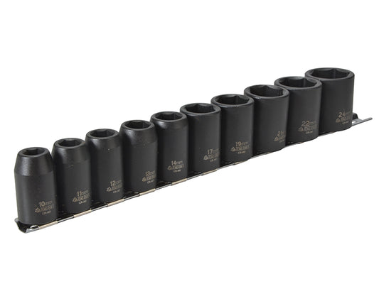 Teng Metric 1/2in Drive Impact Socket Set 10 Piece Single Hex TEN9121