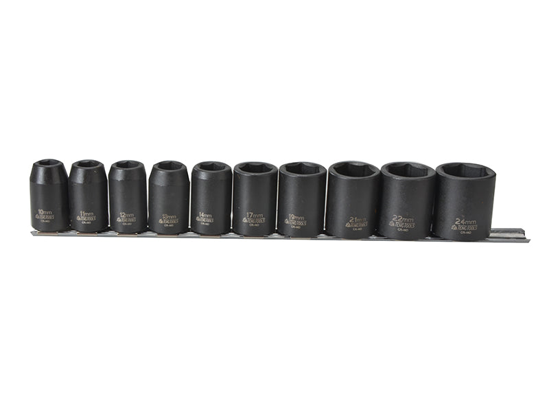 Teng Metric 1/2in Drive Impact Socket Set 10 Piece Single Hex TEN9121