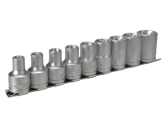 Teng 1/2in Drive M1210 External TORX Socket Clip Rail Set, 9 Piece TENM1210