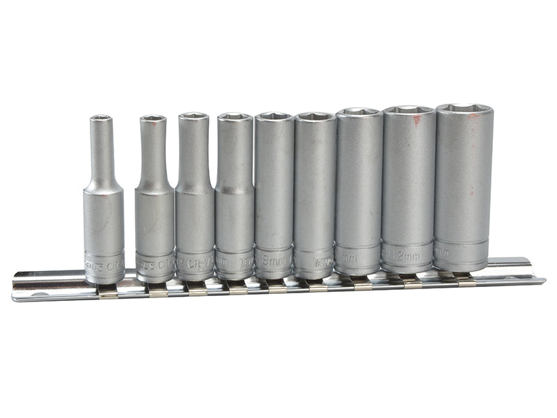 Teng M1407 Deep Socket Clip Rail Set of 10 Metric 1/4in Drive TENM1407