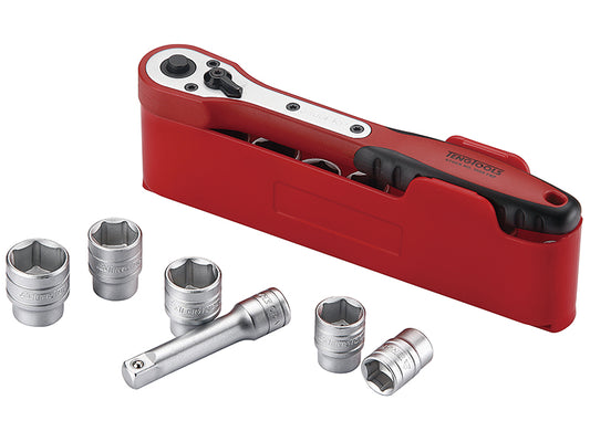 Teng Metric Basic Socket Set 13 Pc 1/4in Drive 6Pt Chrome Shallow M1413N1