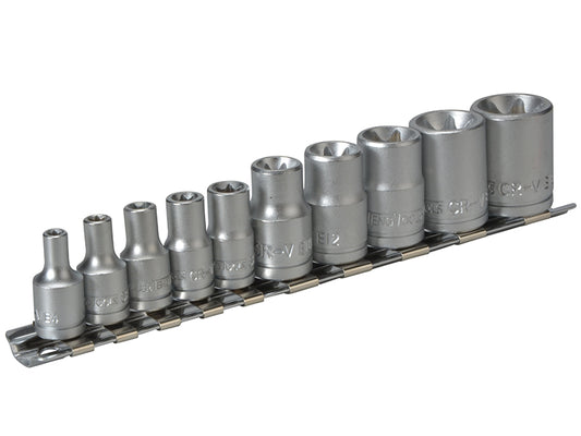 Teng M3814 Socket Clip Rail TX-E Set of 10 3/8in & 1/4in Drive TENM3814