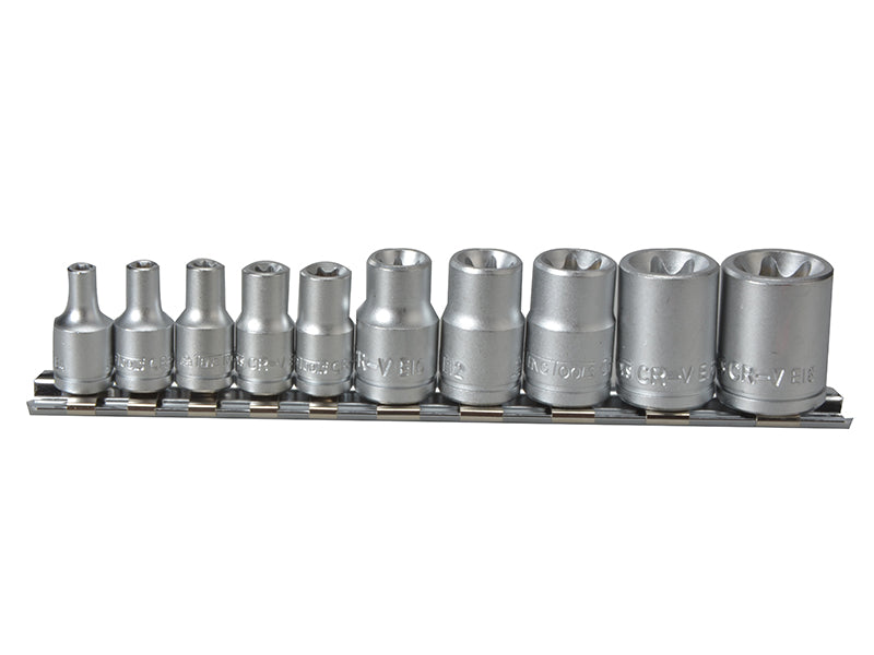 Teng M3814 Socket Clip Rail TX-E Set of 10 3/8in & 1/4in Drive TENM3814