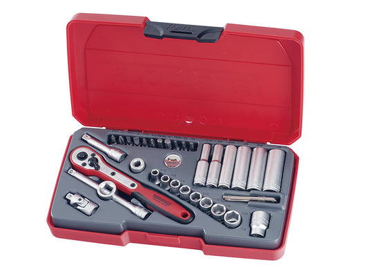 Teng Imperial Deep And Standard Socket Set 35 Pc A/F 1/4in Drive 6Pt T1435AF