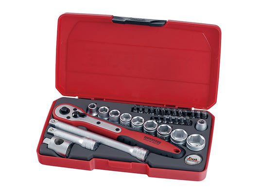 Teng Socket Set 34 Piece Metric 3/8in Drive Torx Hex And Screwdriver Bits T3834