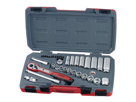 Teng Imperial Socket Set Standard And Deep 35 Pc 3/8in Drive 6Pt Chrome T3835AF