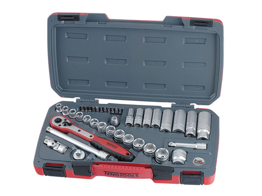 Teng Metric Deep Shallow Socket Set 39Pc 3/8in Drive Chrome 6Pt In A Tray T3839