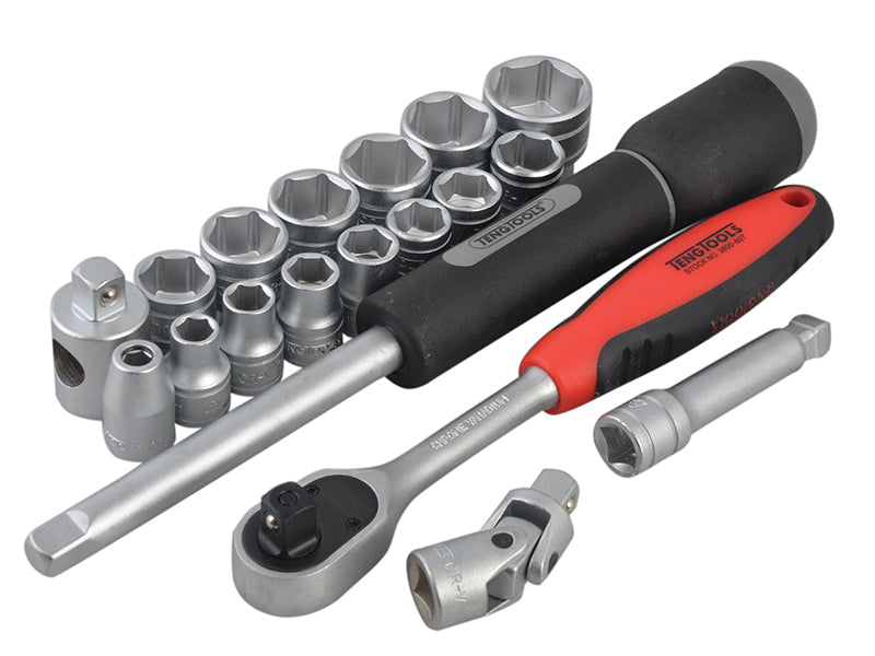 Teng Standard Metric Socket Set 19 Piece 3/8"D Chrome 6Pt Storage Tray TT3819