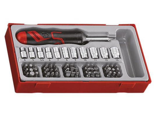 Teng Angled Ratcheting Bit Driver & Socket Set Single Hex 64 Piece TENTTMDRT64