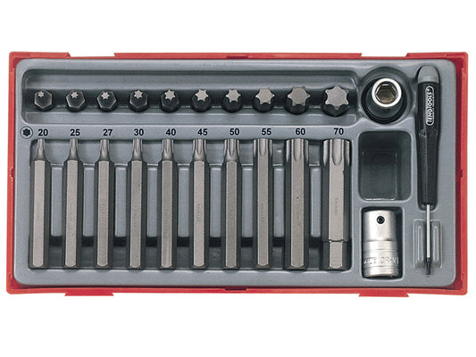 Teng Torx Bit Socket Set 23 Piece 1/2in Drive Short And Long In A Tray TTTX23