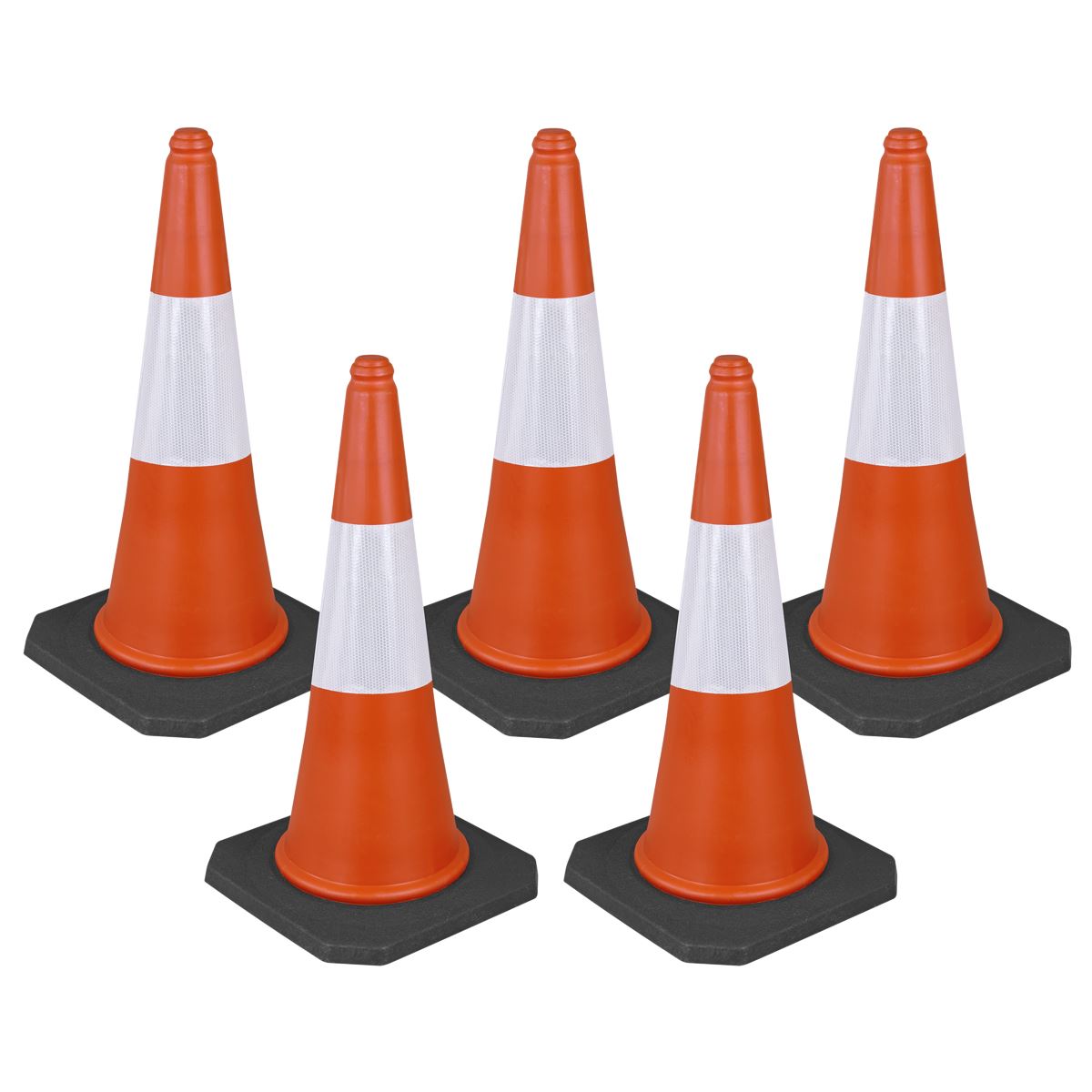Sealey Traffic Cone 75cm Pack of 5 Stackable Hi Vis With Stable Base TFC05