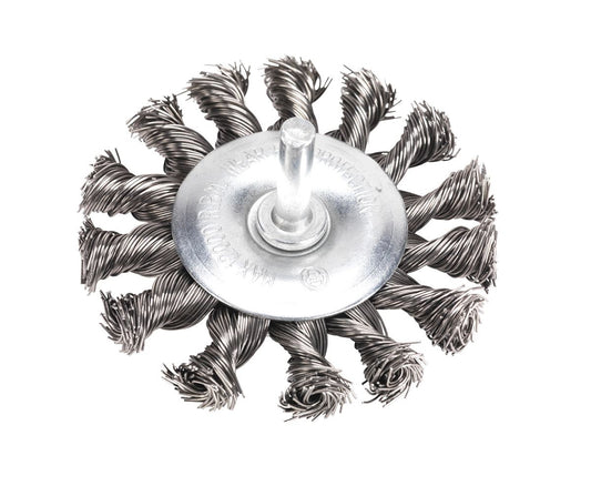 Sealey Twist Knot Wire Flat Brush �75mm with �6mm Shaft TKFBS75