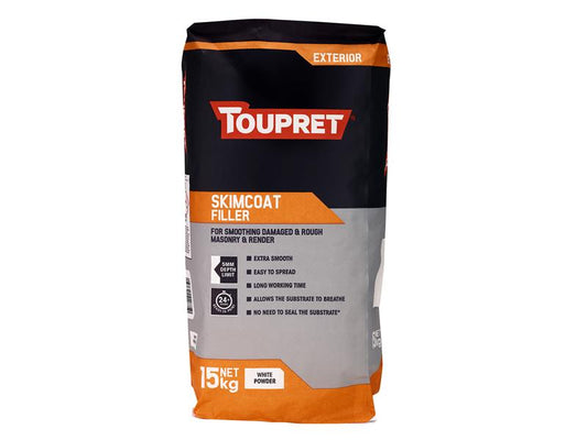 Toupret Exterior Skimcoat Filler 15kg For Masonry And Render TOUTTEGFAP15