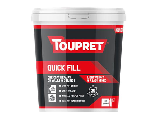 Toupret Universal Interior Quick Filler 1 litre Sand In 30 Minutes TOUTTREDLP01