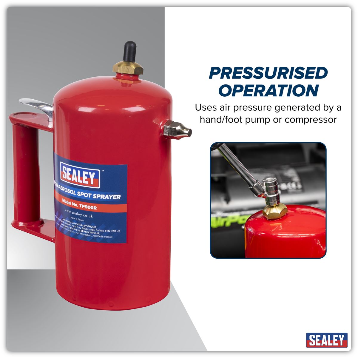 Sealey Non Aerosol Spot Sprayer Red Reusable & Refillable Any Air Supply TP900R
